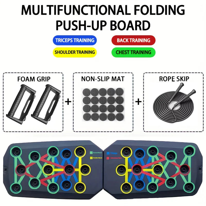 Portable Multifunctional Push-Up Board Set with Handles – Foldable Fitness Equipment for Chest, Arms, Abdomen, and Back Training