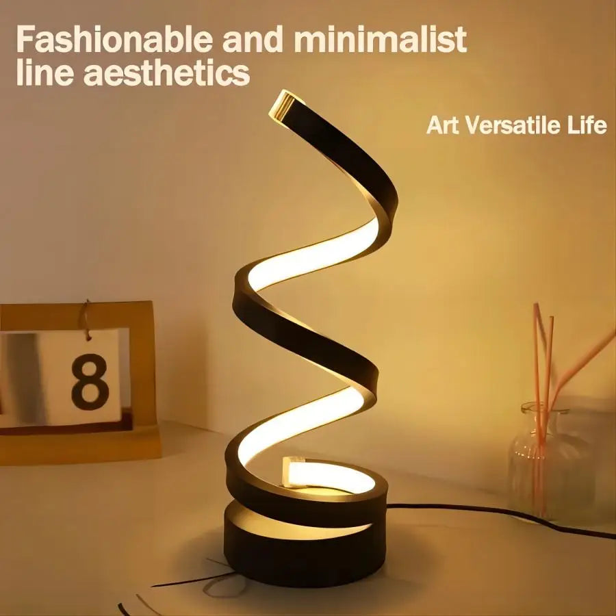 Modern Dimmable LED Spiral Table Lamp – Stylish Nightstand & Bedside Light for Living Room, Bedroom, and Office