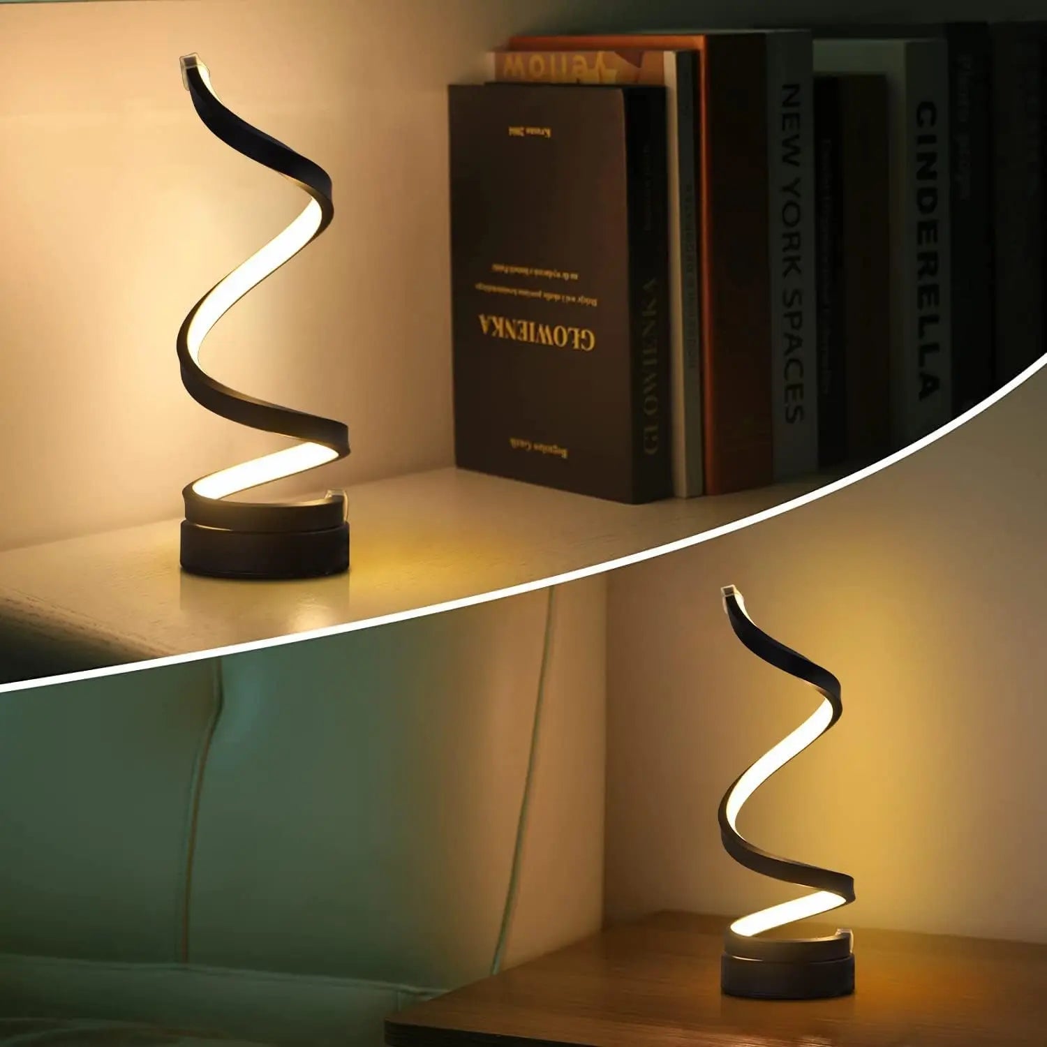 Modern Dimmable LED Spiral Table Lamp – Stylish Nightstand & Bedside Light for Living Room, Bedroom, and Office